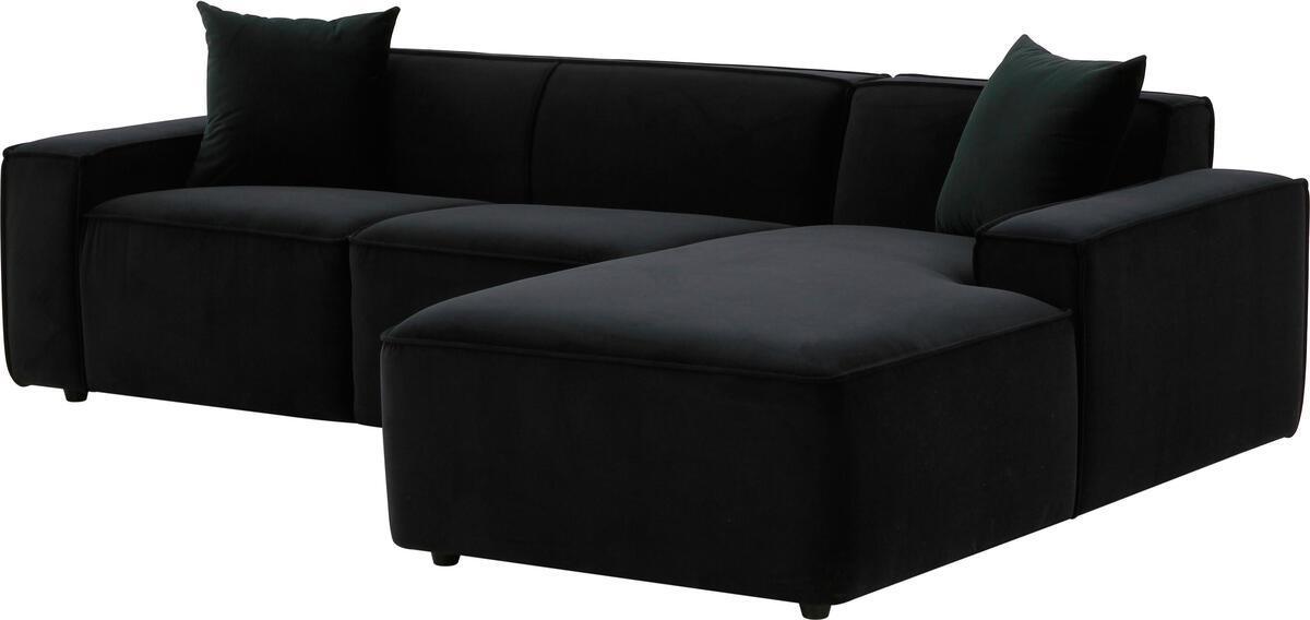 Tov Furniture Sectional Sofas - Olafur Black Velvet Sectional - RAF