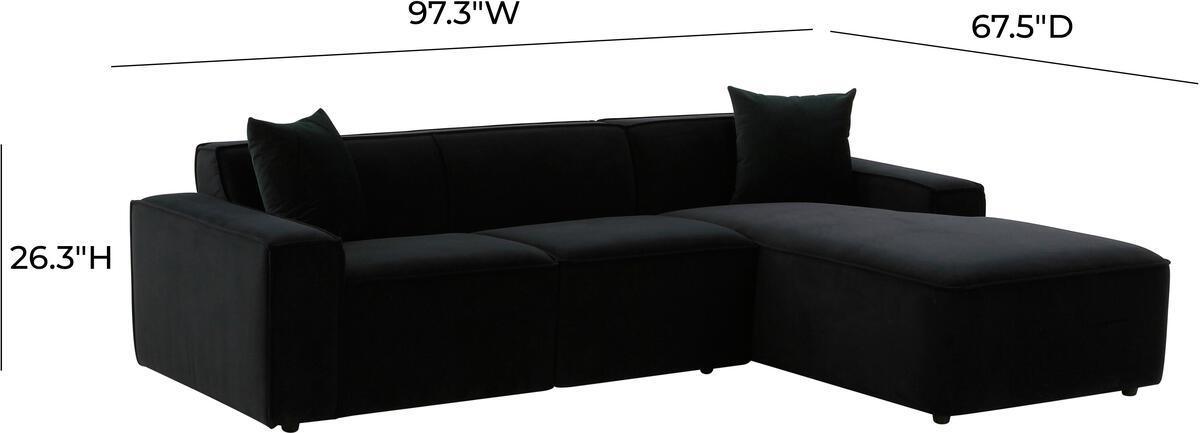 Tov Furniture Sectional Sofas - Olafur Black Velvet Sectional - RAF