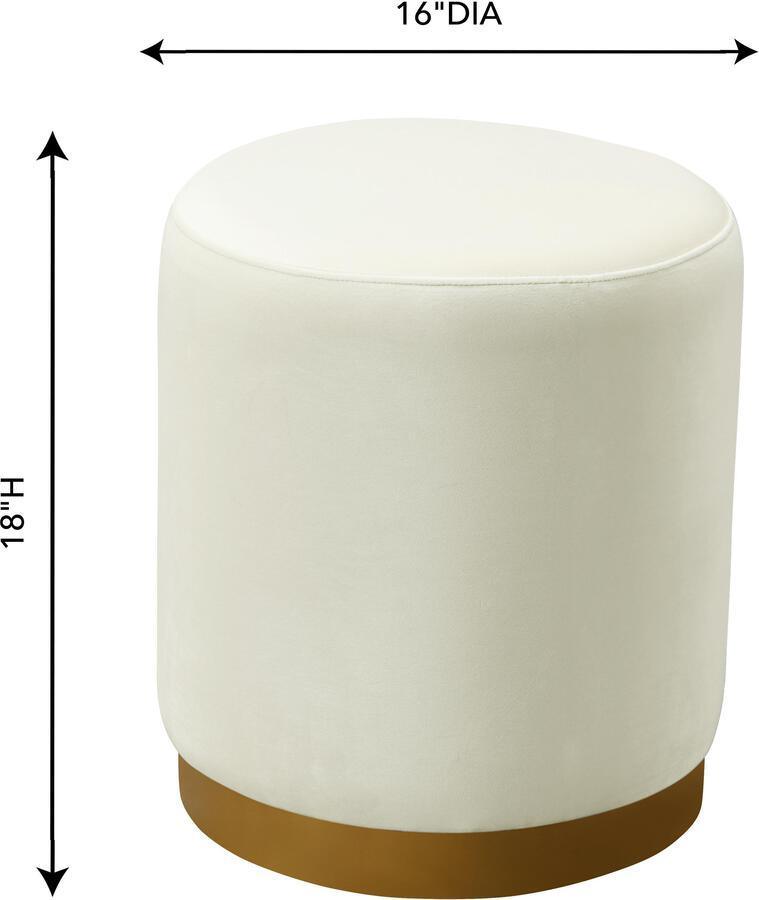 Tov Furniture Ottomans & Stools - Opal Cream Velvet Ottoman with Gold Base