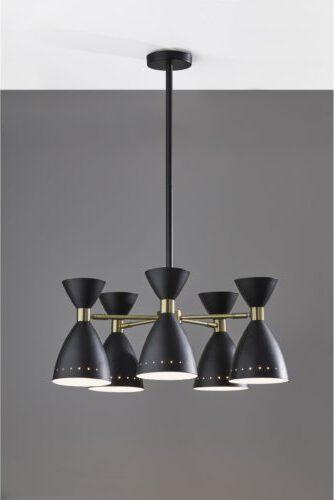 Adesso Ceiling Lights - Oscar Five-Head Pendant- Black