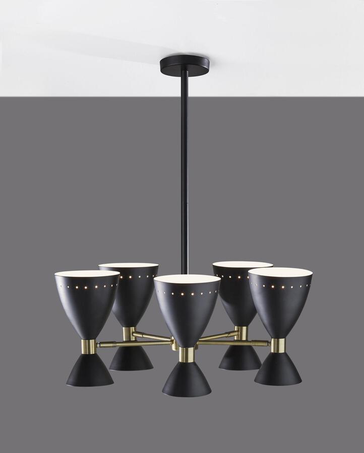 Adesso Ceiling Lights - Oscar Five-Head Pendant- Black
