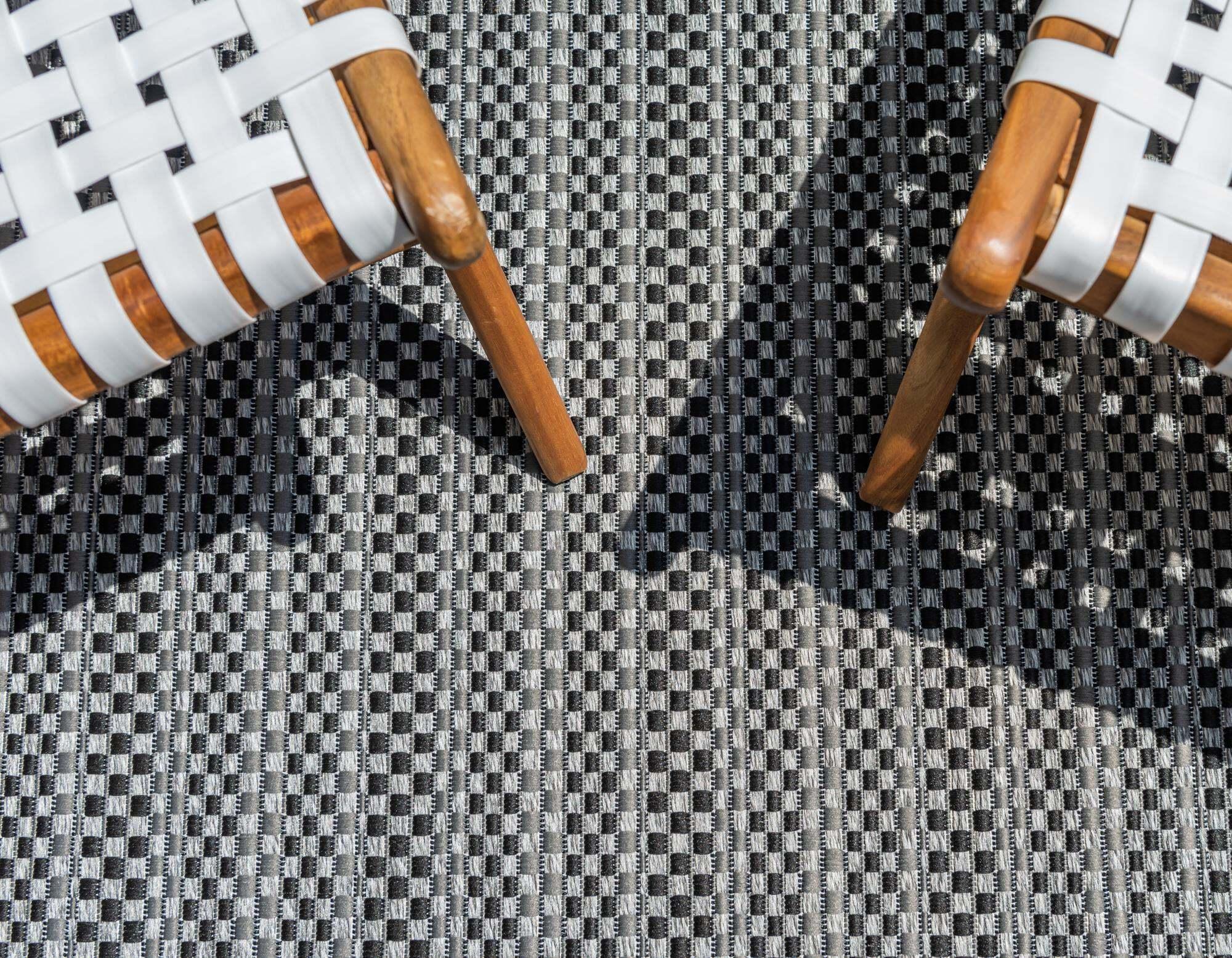 Unique Loom Outdoor Rugs - Outdoor Border Border Rectangular 8x11 Rug Gray & Black