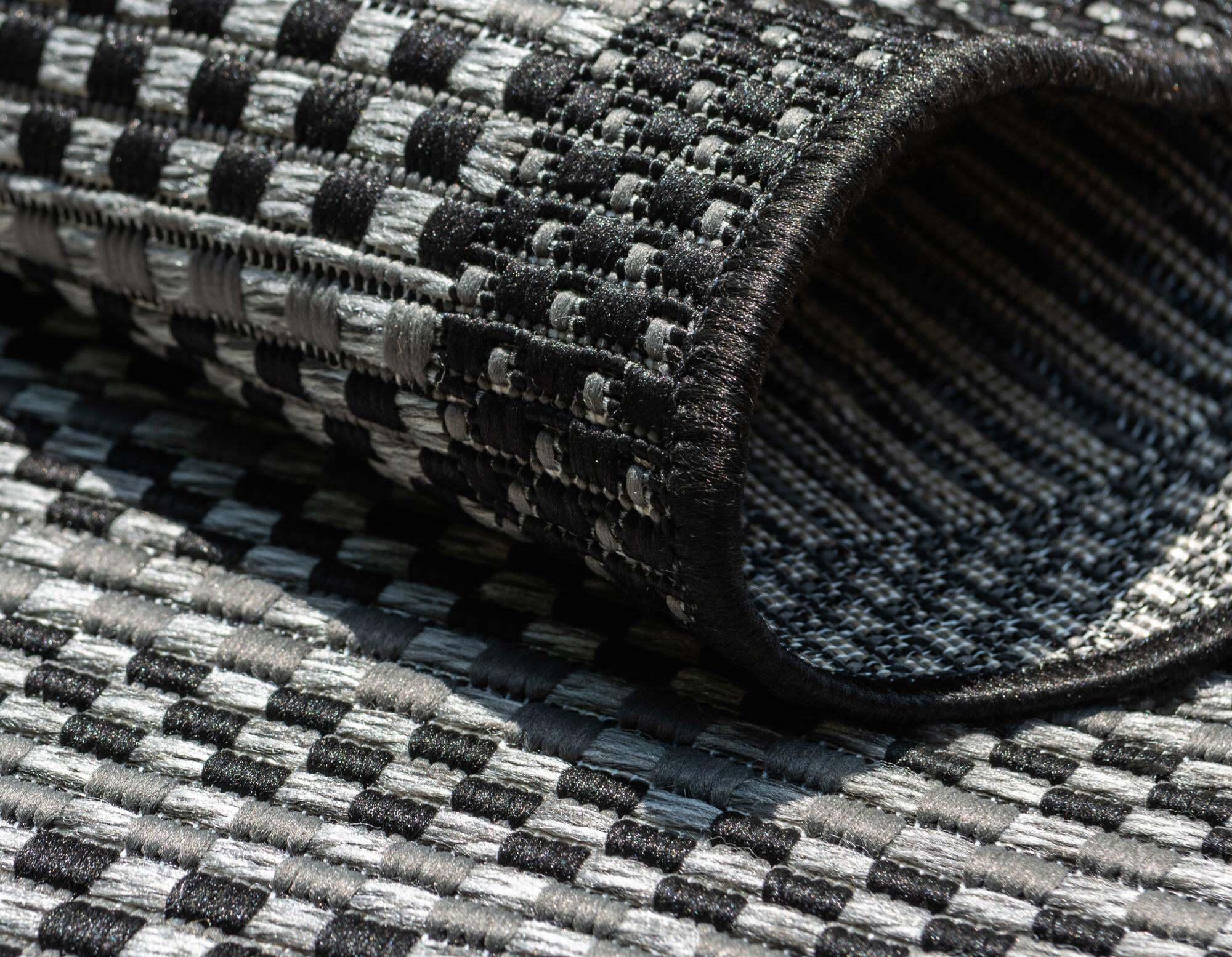 Unique Loom Outdoor Rugs - Outdoor Border Border Rectangular 8x11 Rug Gray & Black