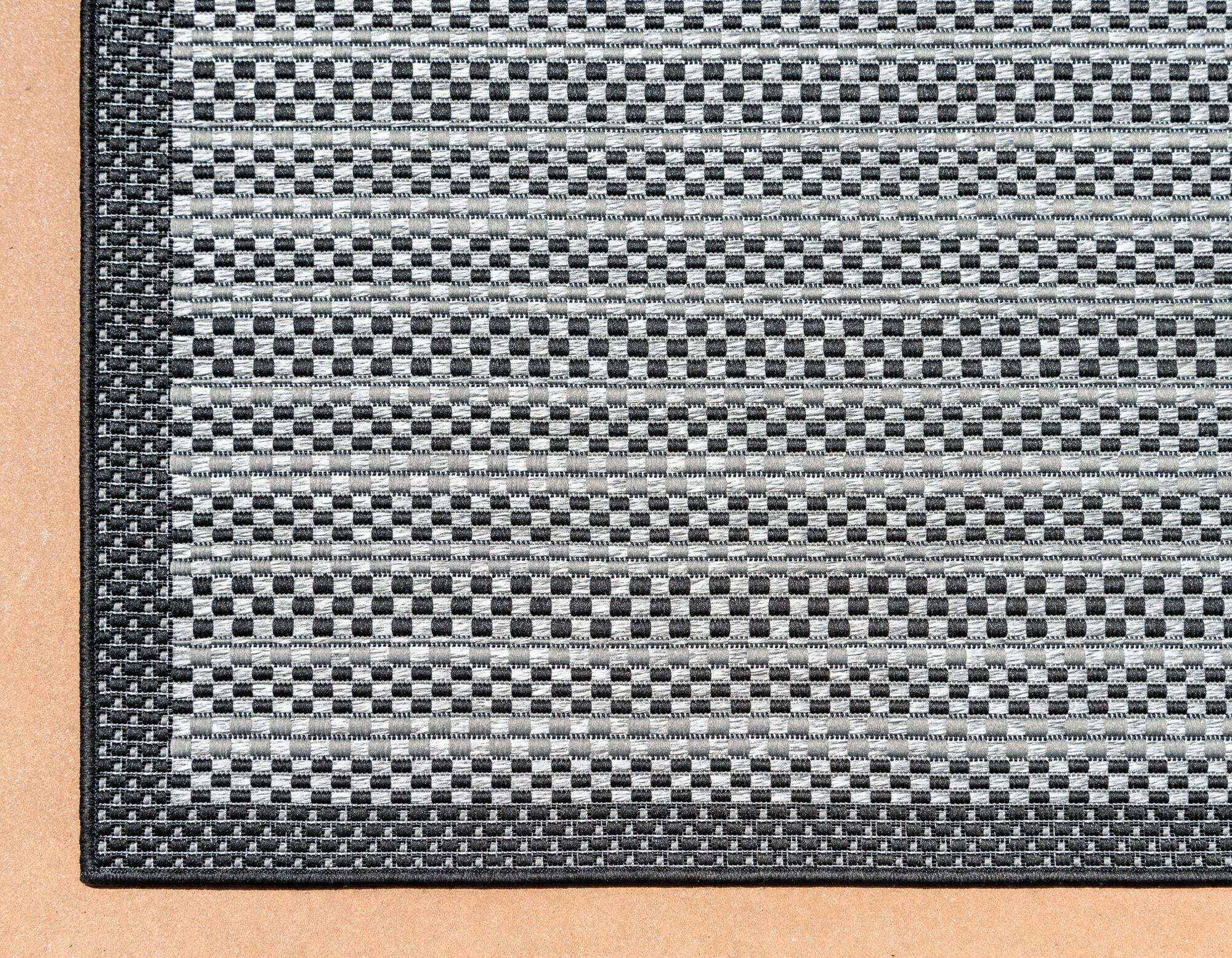 Unique Loom Outdoor Rugs - Outdoor Border Border Rectangular 8x11 Rug Gray & Black