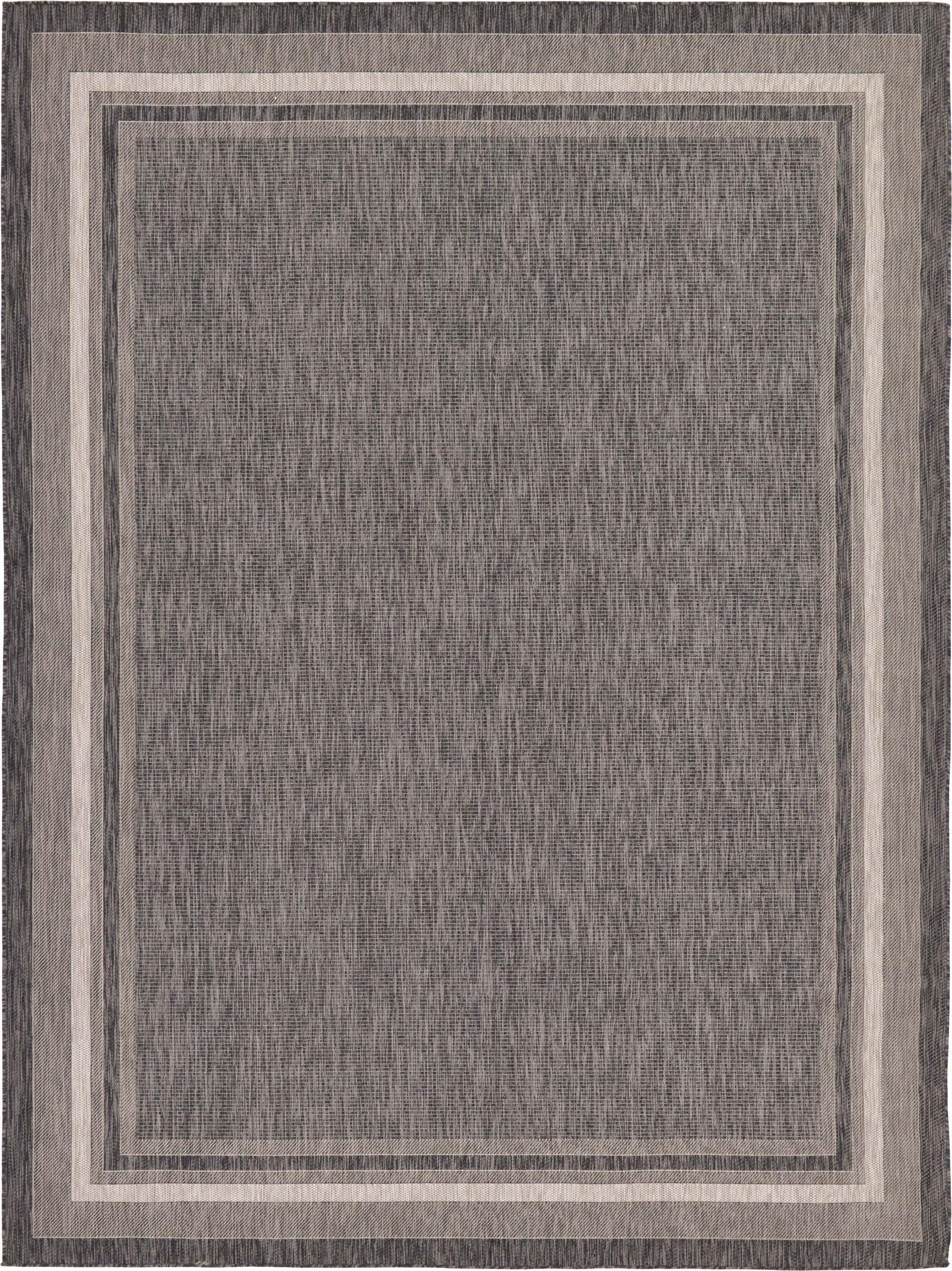 Unique Loom Outdoor Rugs - Outdoor Border Border Rectangular 9x12 Rug Black & Gray