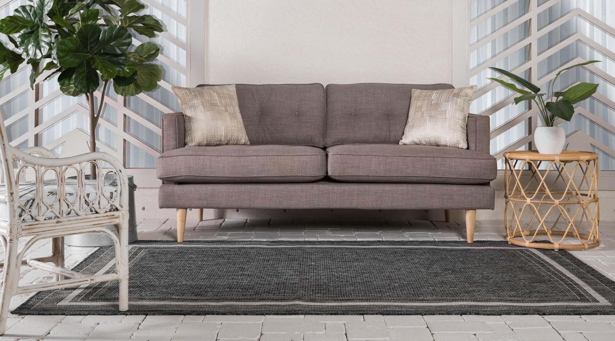 Unique Loom Outdoor Rugs - Outdoor Border Border Rectangular 9x12 Rug Black & Gray