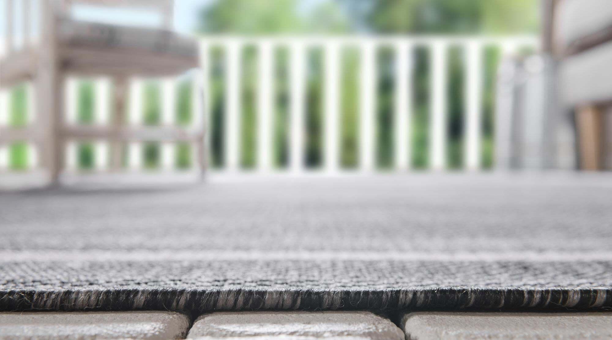 Unique Loom Outdoor Rugs - Outdoor Border Border Rectangular 9x12 Rug Black & Gray