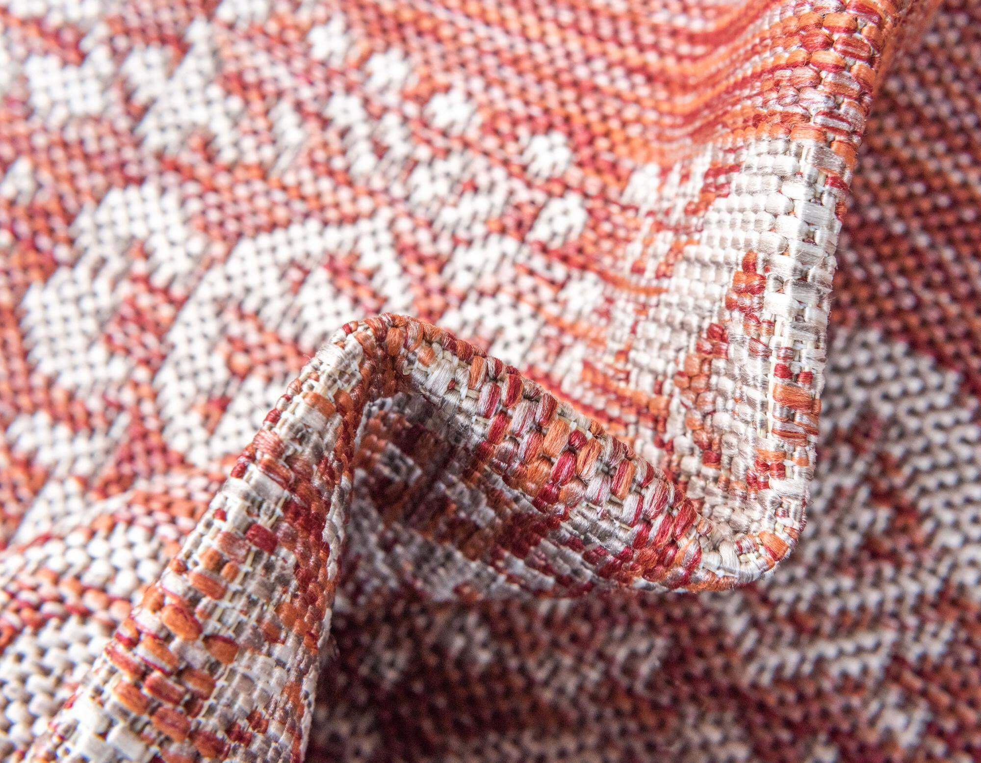 Unique Loom Outdoor Rugs - Outdoor Border Floral Rectangular 9x12 Rug Rust Red & Gray