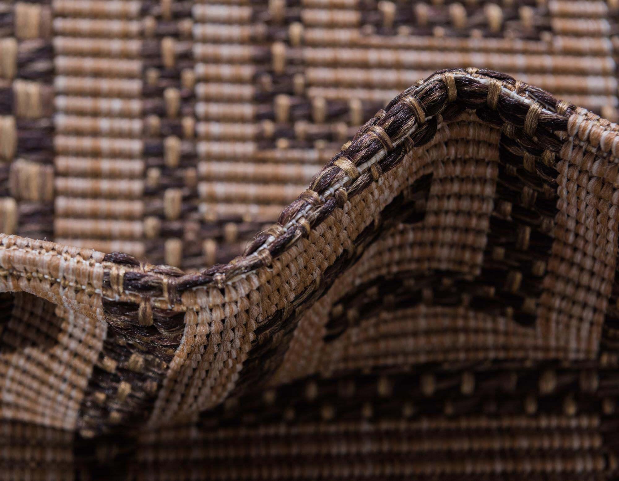 Unique Loom Outdoor Rugs - Outdoor Border Geometric Rectangular 9x12 Rug Brown & Light Brown