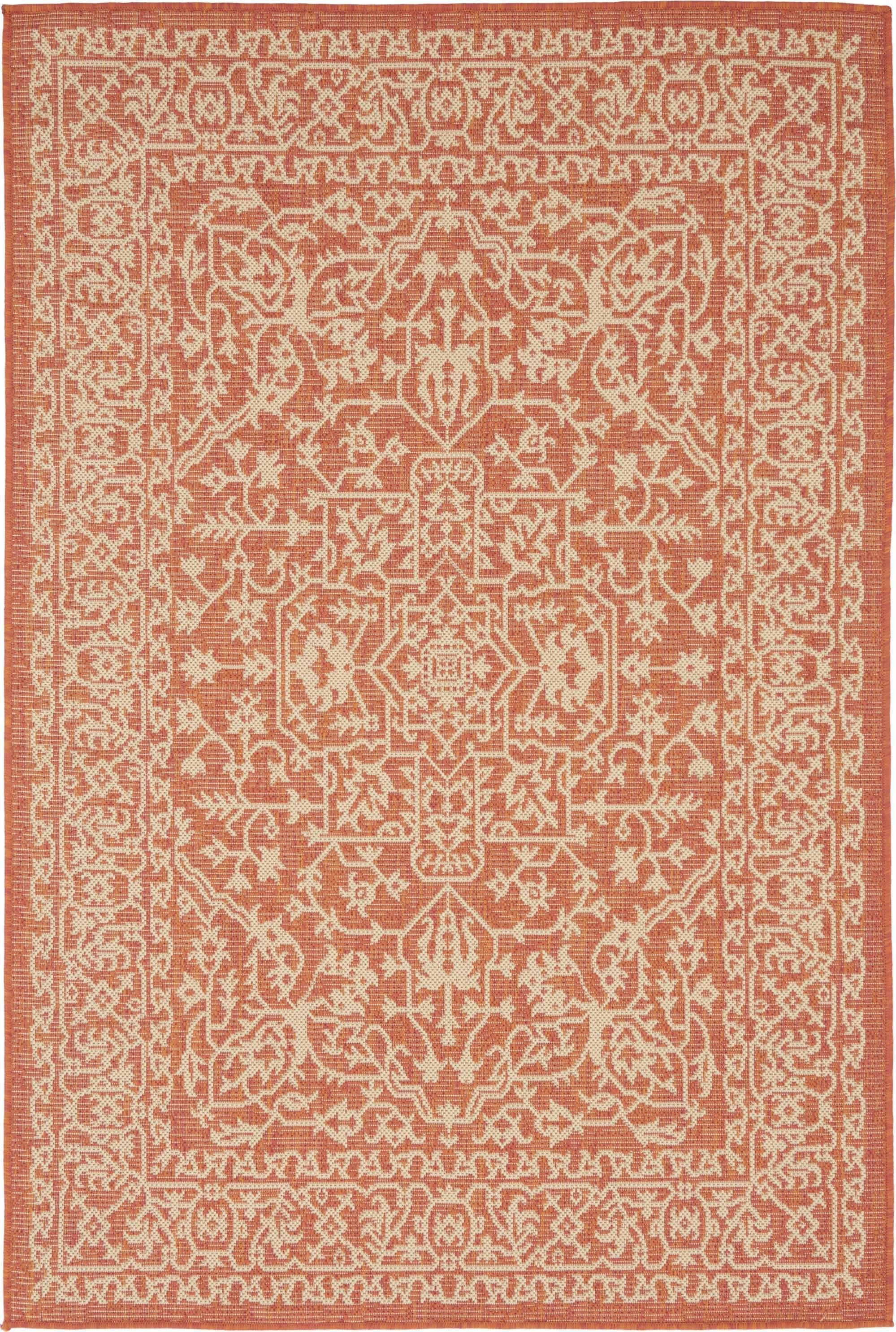 Unique Loom Outdoor Rugs - Outdoor Botanical 4' x 6' Rectangle Rug Terracotta