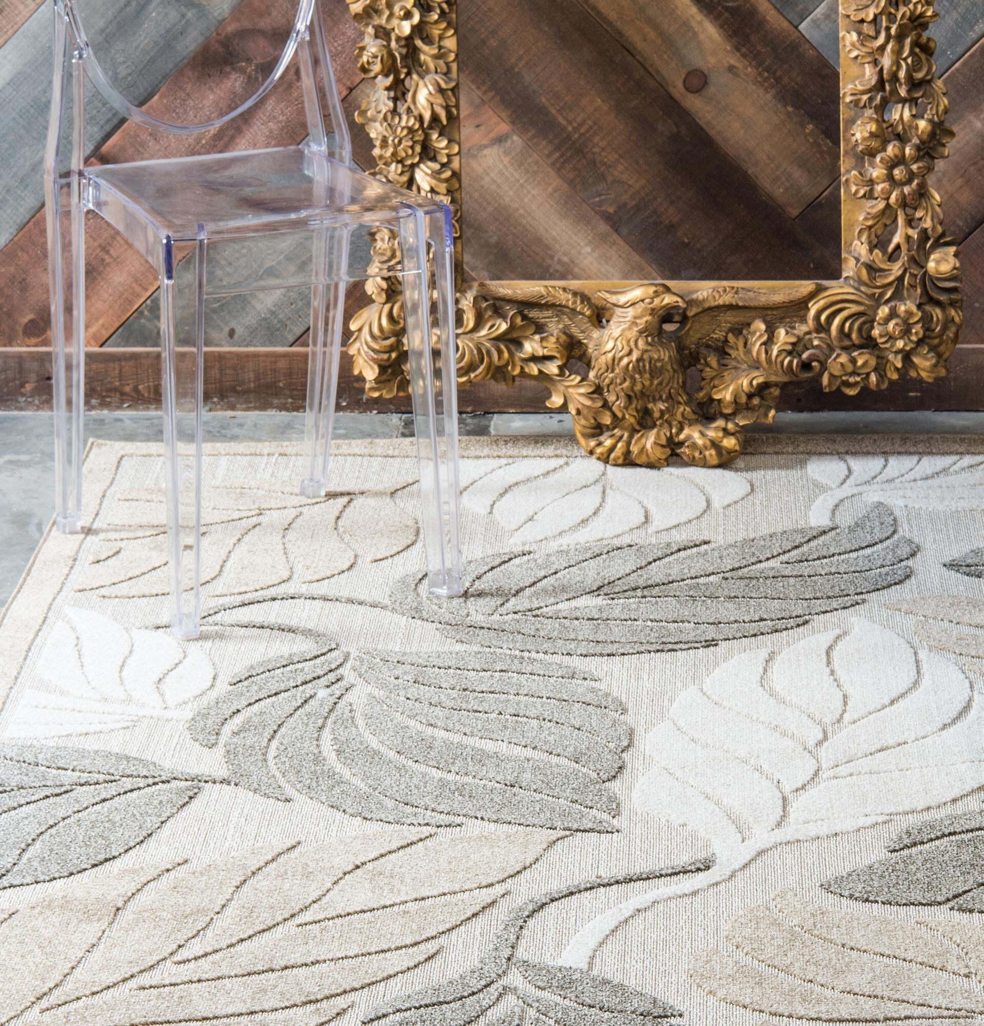 Unique Loom Outdoor Rugs - Outdoor Botanical Border 8x10 Rug Beige/Gray & Multicolor