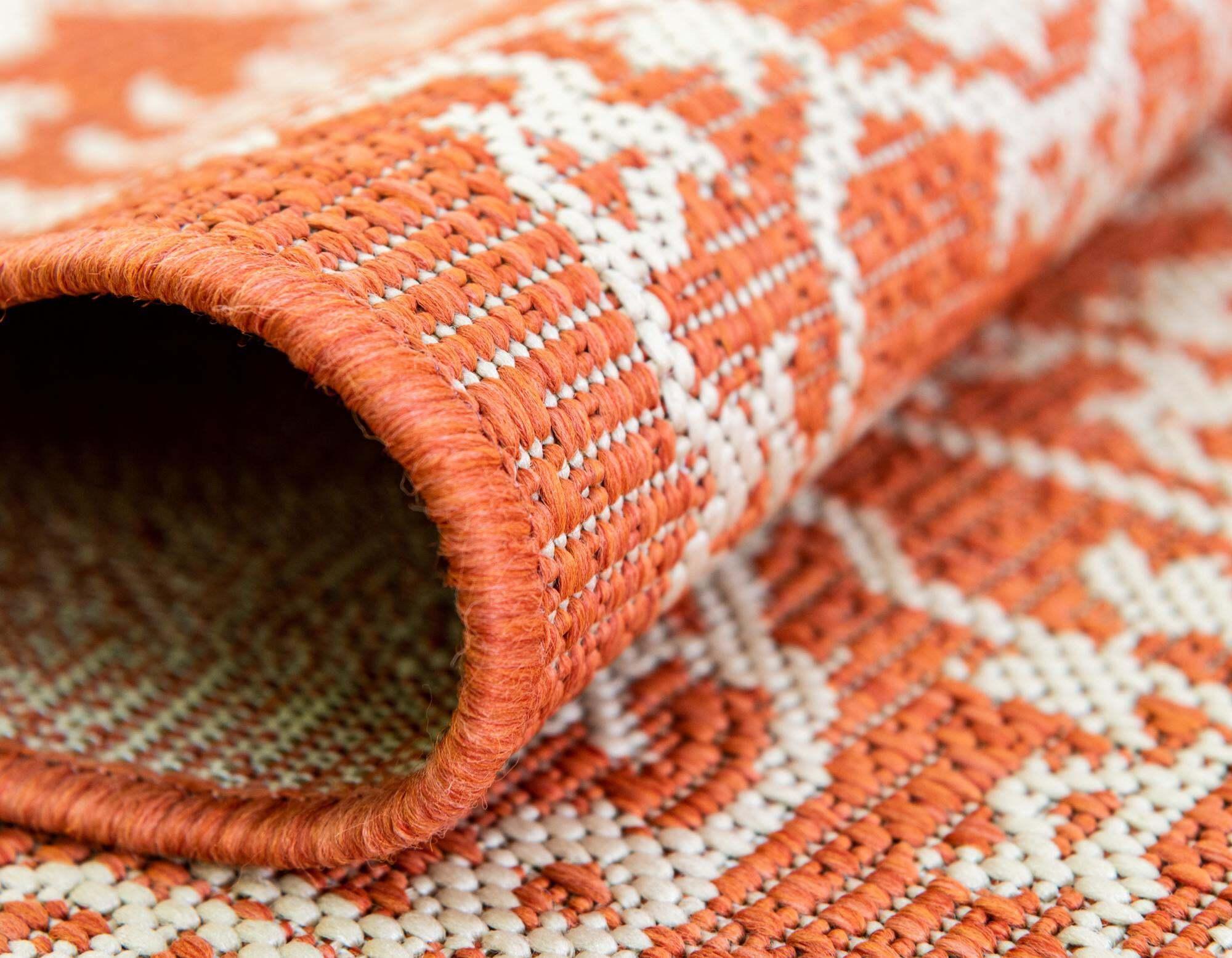 Unique Loom Outdoor Rugs - Outdoor Botanical Border Rectangular 8x11 Rug Terracotta & Beige
