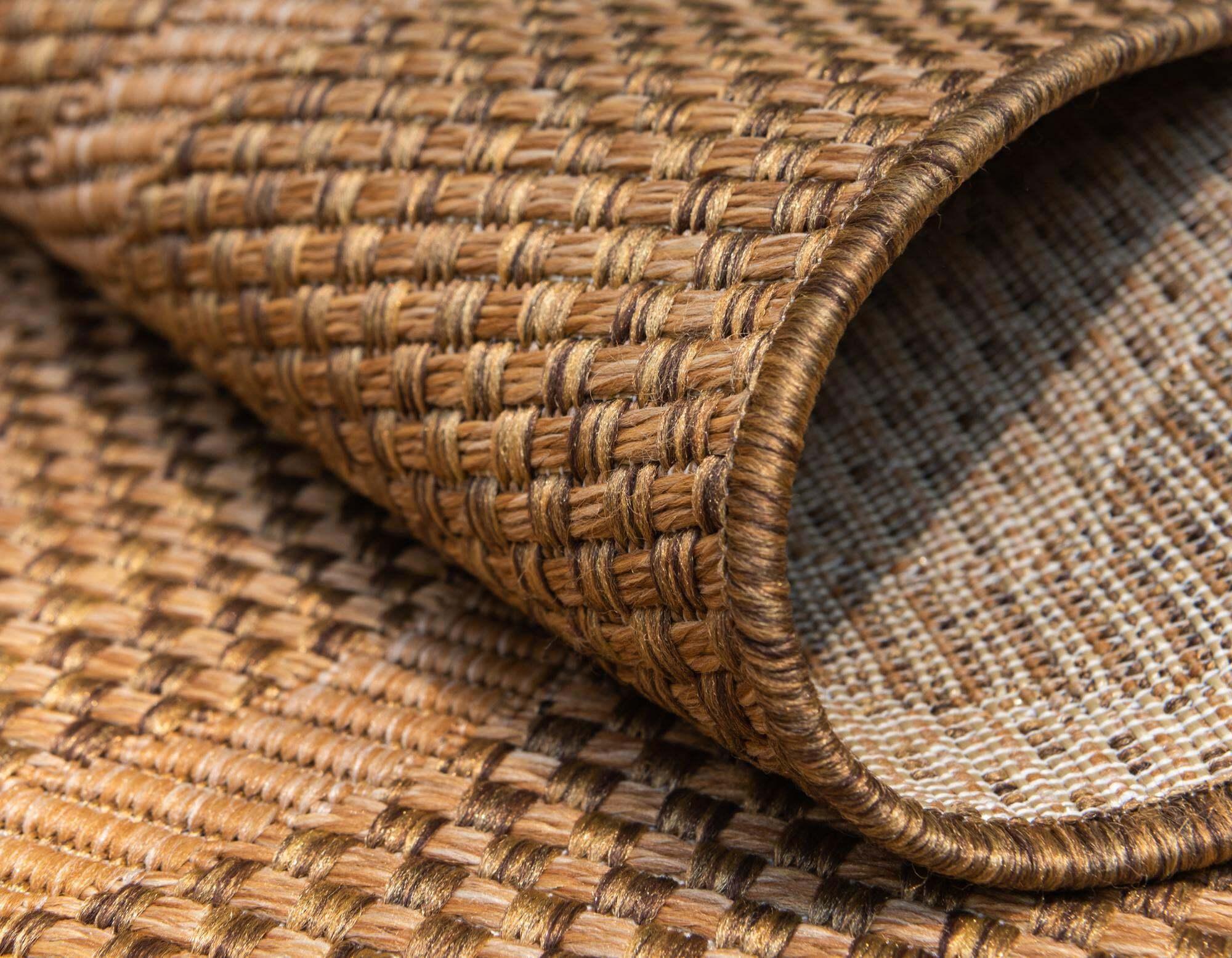 Unique Loom Outdoor Rugs - Outdoor Botanical Damask 4x6 Rug Brown & Beige