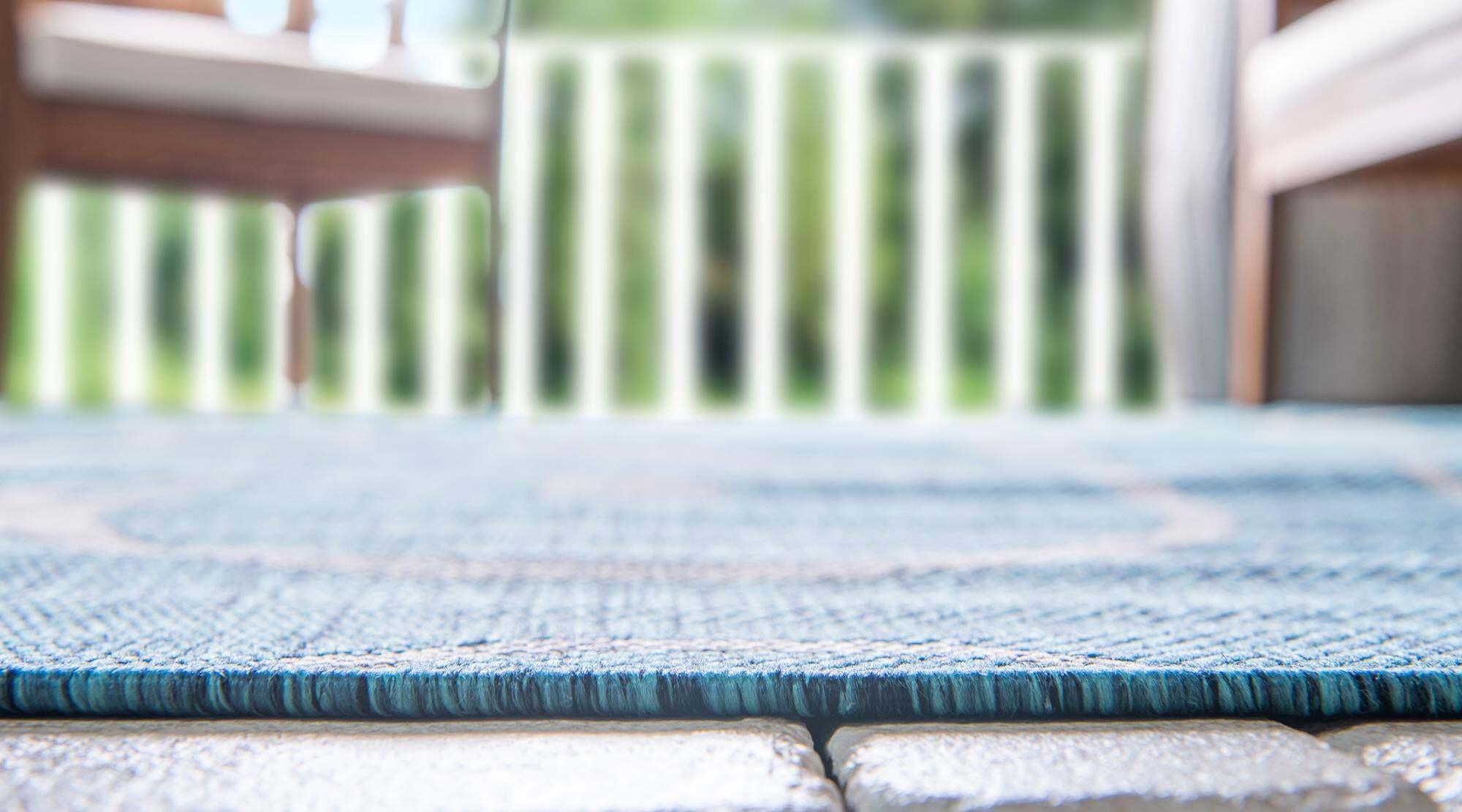 Unique Loom Outdoor Rugs - Outdoor Botanical Damask 4x6 Rug Teal & Multicolor