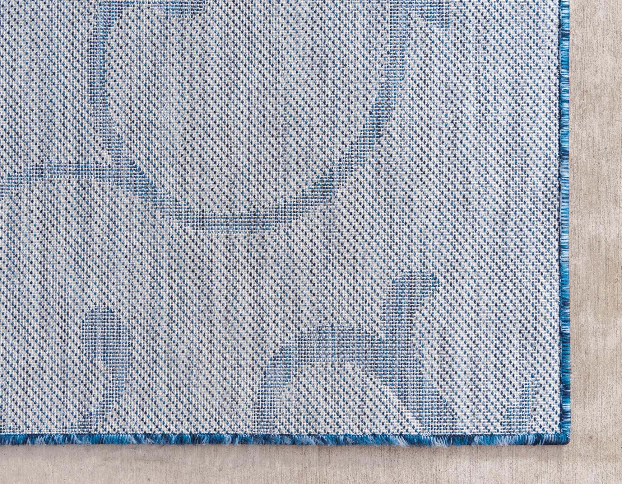 Unique Loom Outdoor Rugs - Outdoor Botanical Damask Rectangular 8x11 Rug Blue & Gray