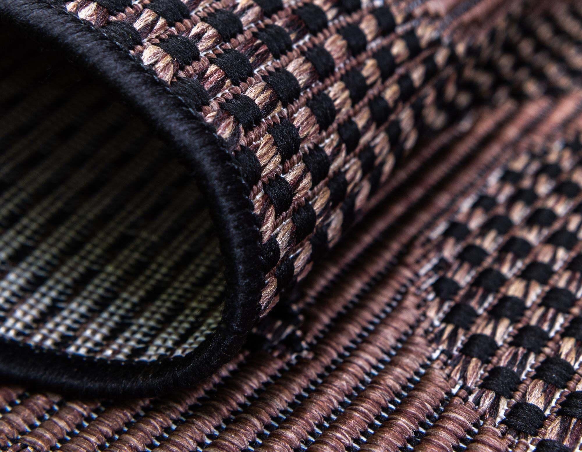 Unique Loom Outdoor Rugs - Outdoor Botanical Damask Rectangular 8x11 Rug Chocolate Brown & Black