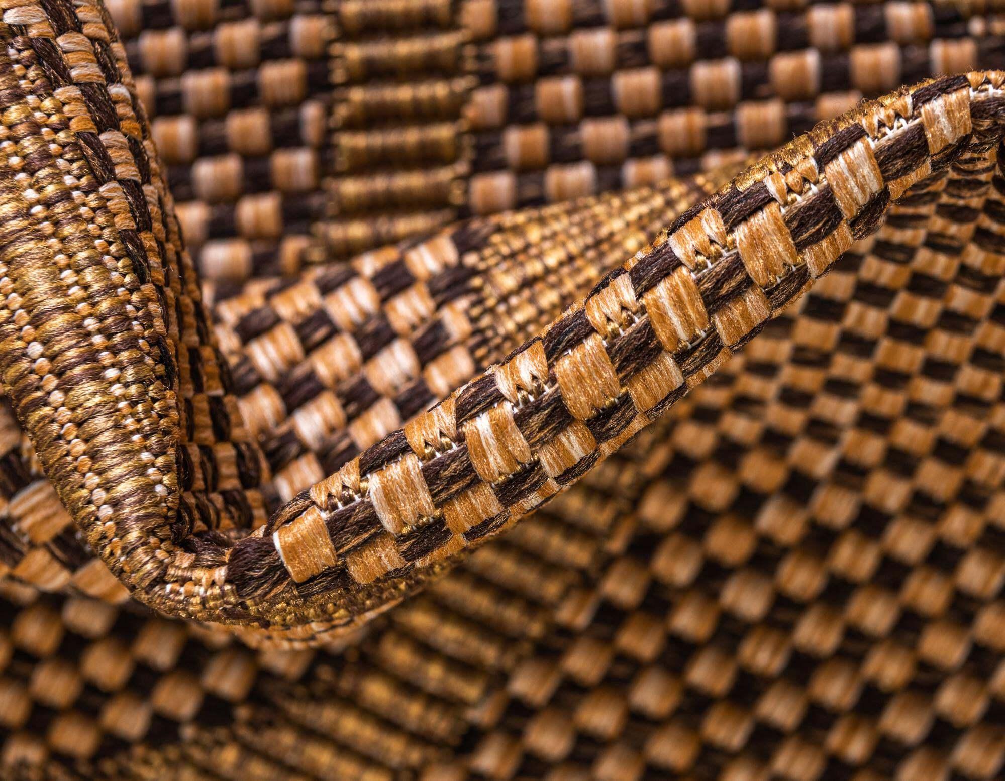 Unique Loom Outdoor Rugs - Outdoor Botanical Damask Rectangular 9x12 Rug Light Brown & Brown