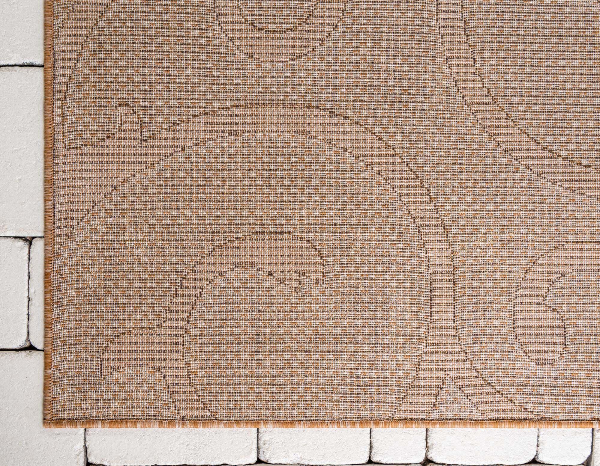 Unique Loom Outdoor Rugs - Outdoor Botanical Damask Rectangular 9x12 Rug Light Brown & Brown