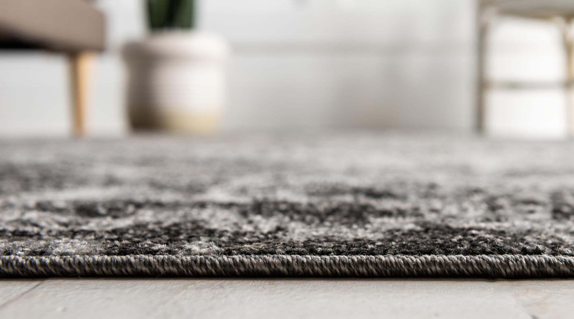 Unique Loom Outdoor Rugs - Outdoor Botanical Damask Rectangular 9x12 Rug Light Gray & Black