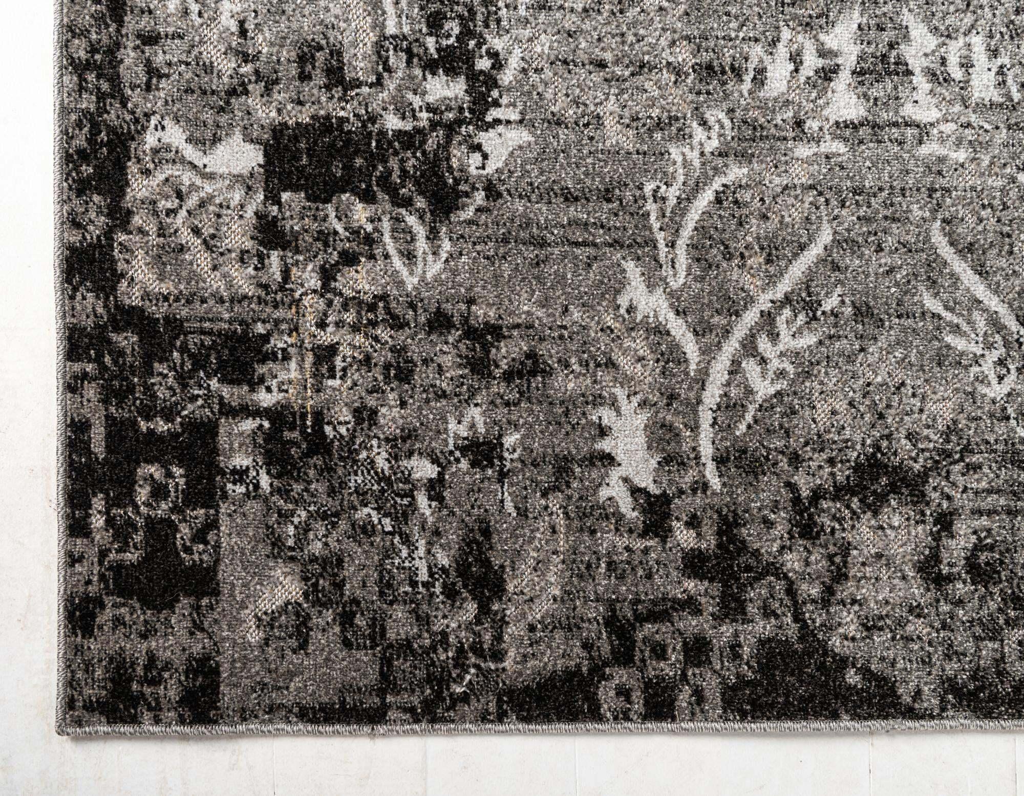 Unique Loom Outdoor Rugs - Outdoor Botanical Damask Rectangular 9x12 Rug Light Gray & Black