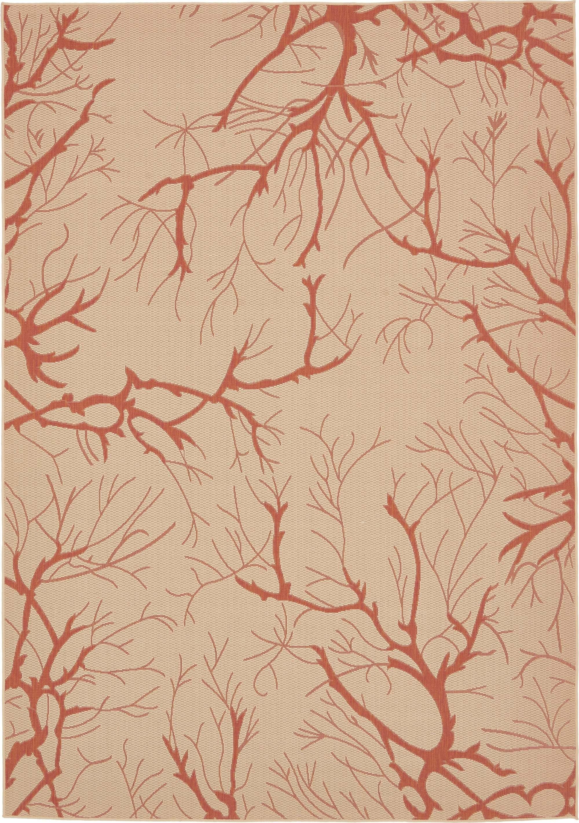 Unique Loom Outdoor Rugs - Outdoor Botanical Floral / Botanical Rectangular 8x11 Rug Beige & Terracotta
