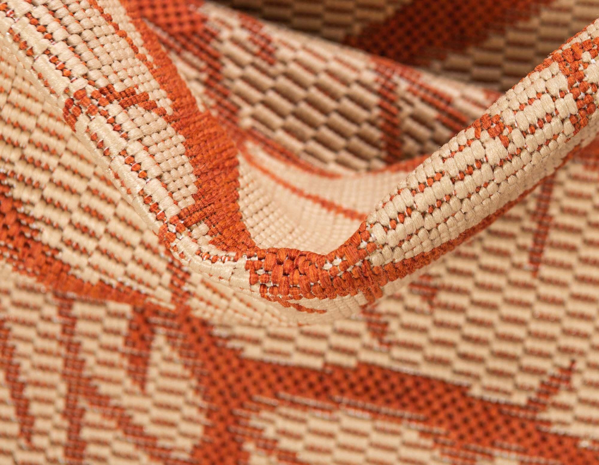 Unique Loom Outdoor Rugs - Outdoor Botanical Floral / Botanical Rectangular 8x11 Rug Beige & Terracotta