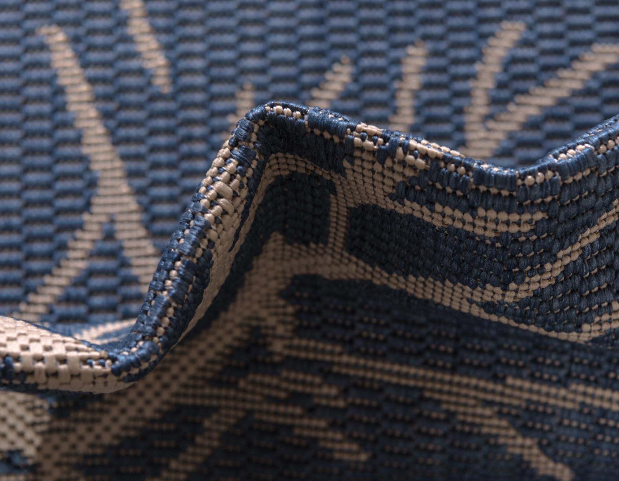 Unique Loom Outdoor Rugs - Outdoor Botanical Floral / Botanical Rectangular 8x11 Rug Navy Blue & Beige