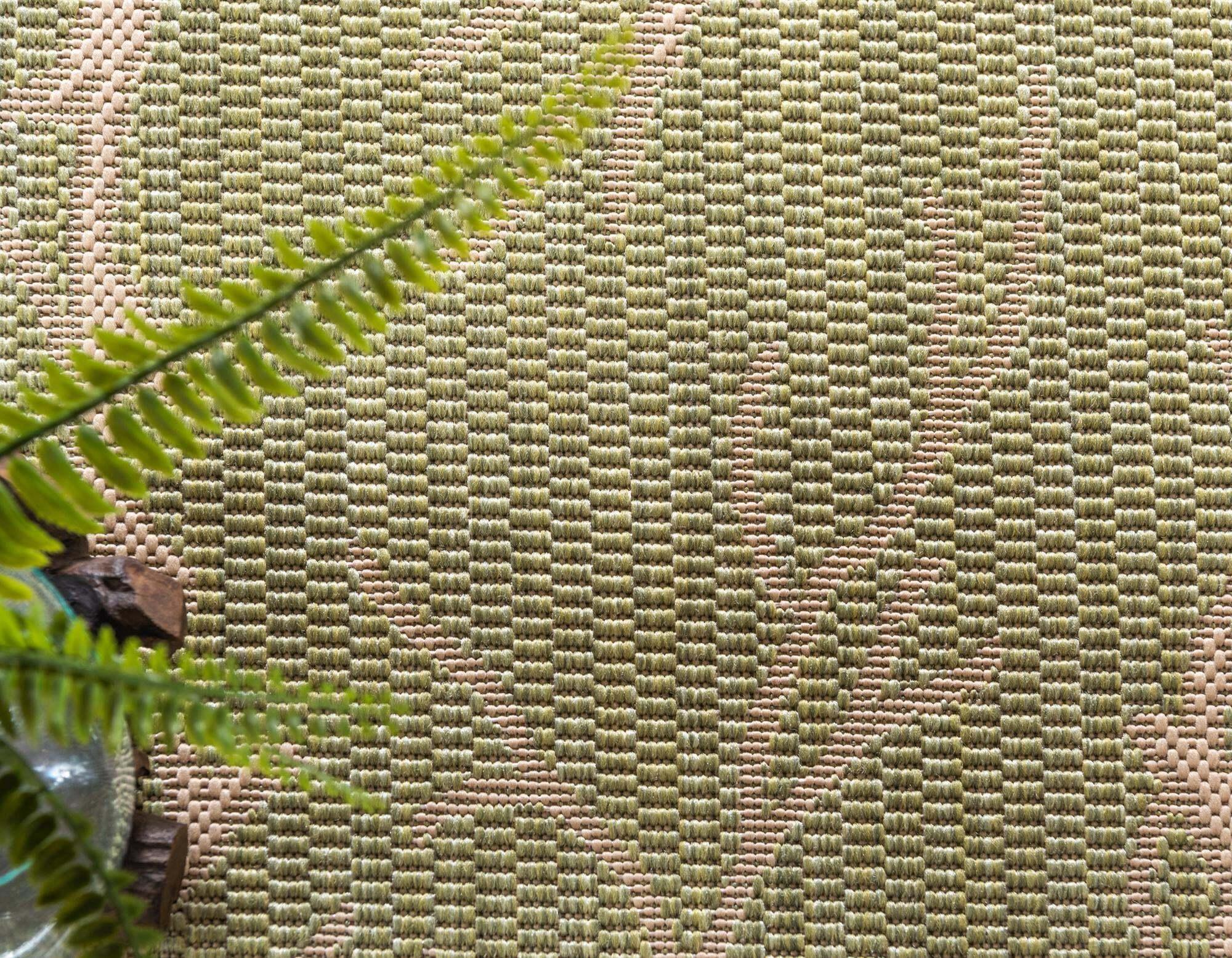 Unique Loom Outdoor Rugs - Outdoor Botanical Floral / Botanical Rectangular 9x12 Rug Light Green & Beige