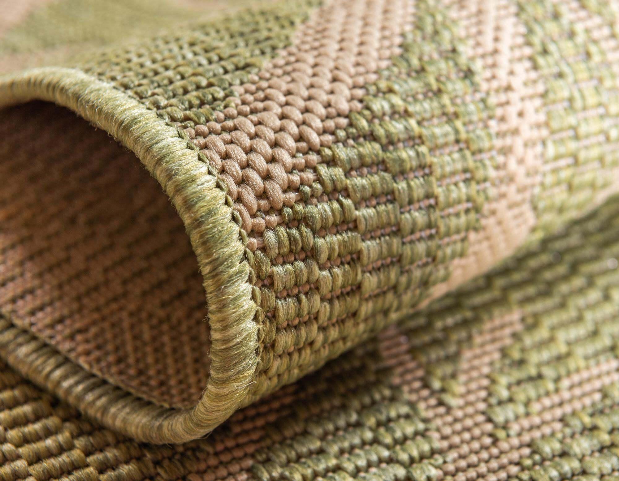 Unique Loom Outdoor Rugs - Outdoor Botanical Floral / Botanical Rectangular 9x12 Rug Light Green & Beige