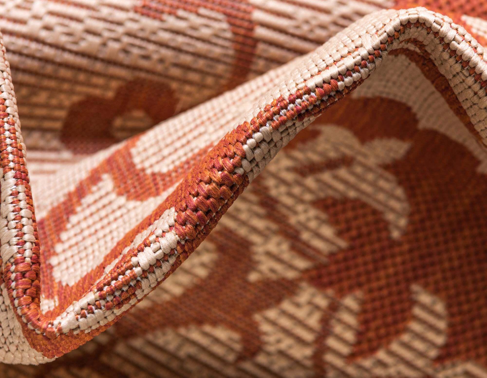 Unique Loom Outdoor Rugs - Outdoor Botanical Geometric Rectangular 8x11 Rug Terracotta & Beige