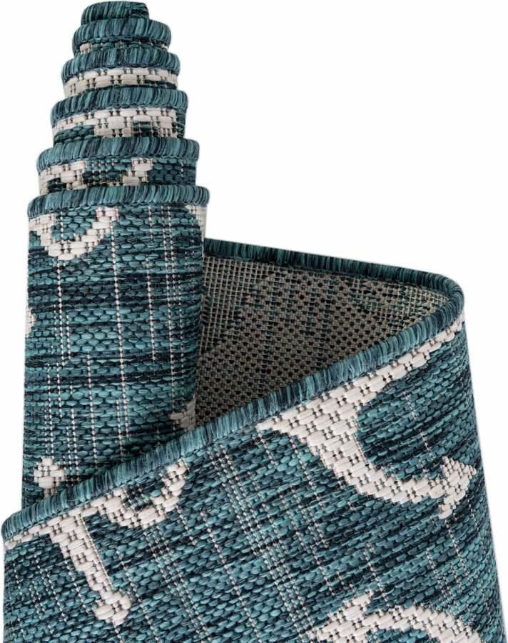 Unique Loom Outdoor Rugs - Outdoor Coastal Beach/Nautical 10x14 Rectangular Rug Teal