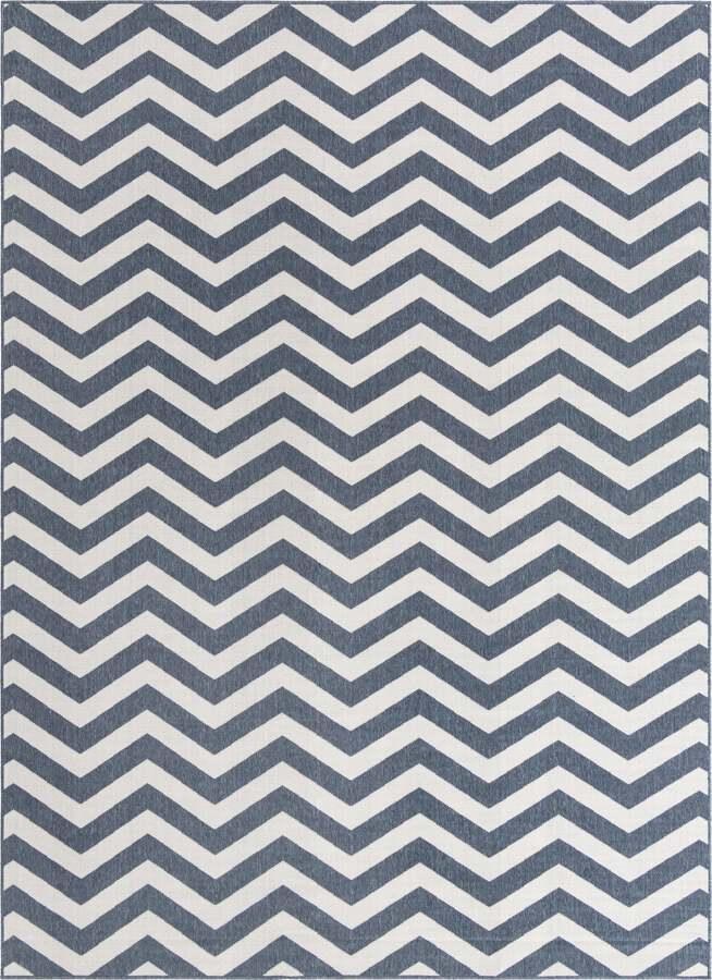 Unique Loom Outdoor Rugs - Outdoor Coastal Chevron 9x12 Navy Blue & Ivory
