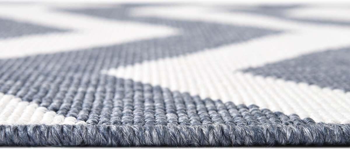 Unique Loom Outdoor Rugs - Outdoor Coastal Chevron 9x12 Navy Blue & Ivory