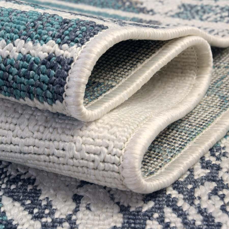 Unique Loom Outdoor Rugs - Outdoor Coastal Coastal 9x12 Rectangular Rug Ivory