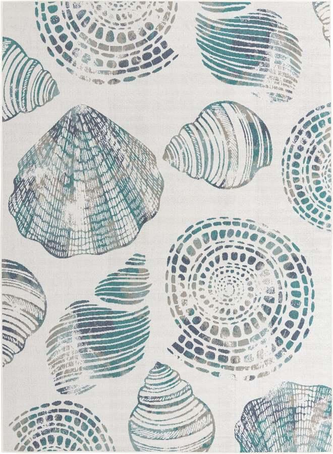 Unique Loom Outdoor Rugs - Outdoor Coastal Coastal 9x12 Rectangular Rug Ivory