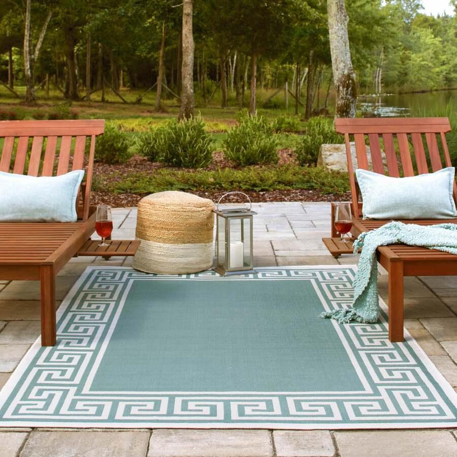 Unique Loom Outdoor Rugs - Outdoor Coastal Contemporary 9x12 Rectangular Rug Aqua