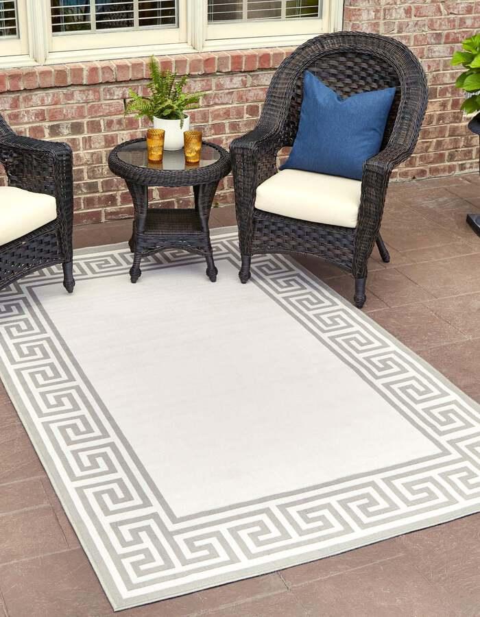 Unique Loom Outdoor Rugs - Outdoor Coastal Contemporary 9x12 Rectangular Rug Ivory
