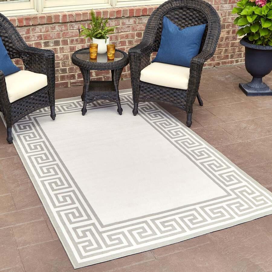 Unique Loom Outdoor Rugs - Outdoor Coastal Contemporary 9x12 Rectangular Rug Ivory