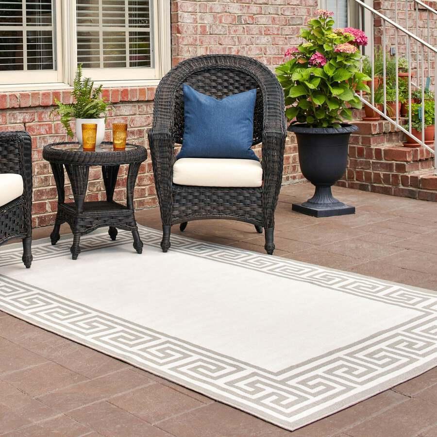 Unique Loom Outdoor Rugs - Outdoor Coastal Contemporary 9x12 Rectangular Rug Ivory