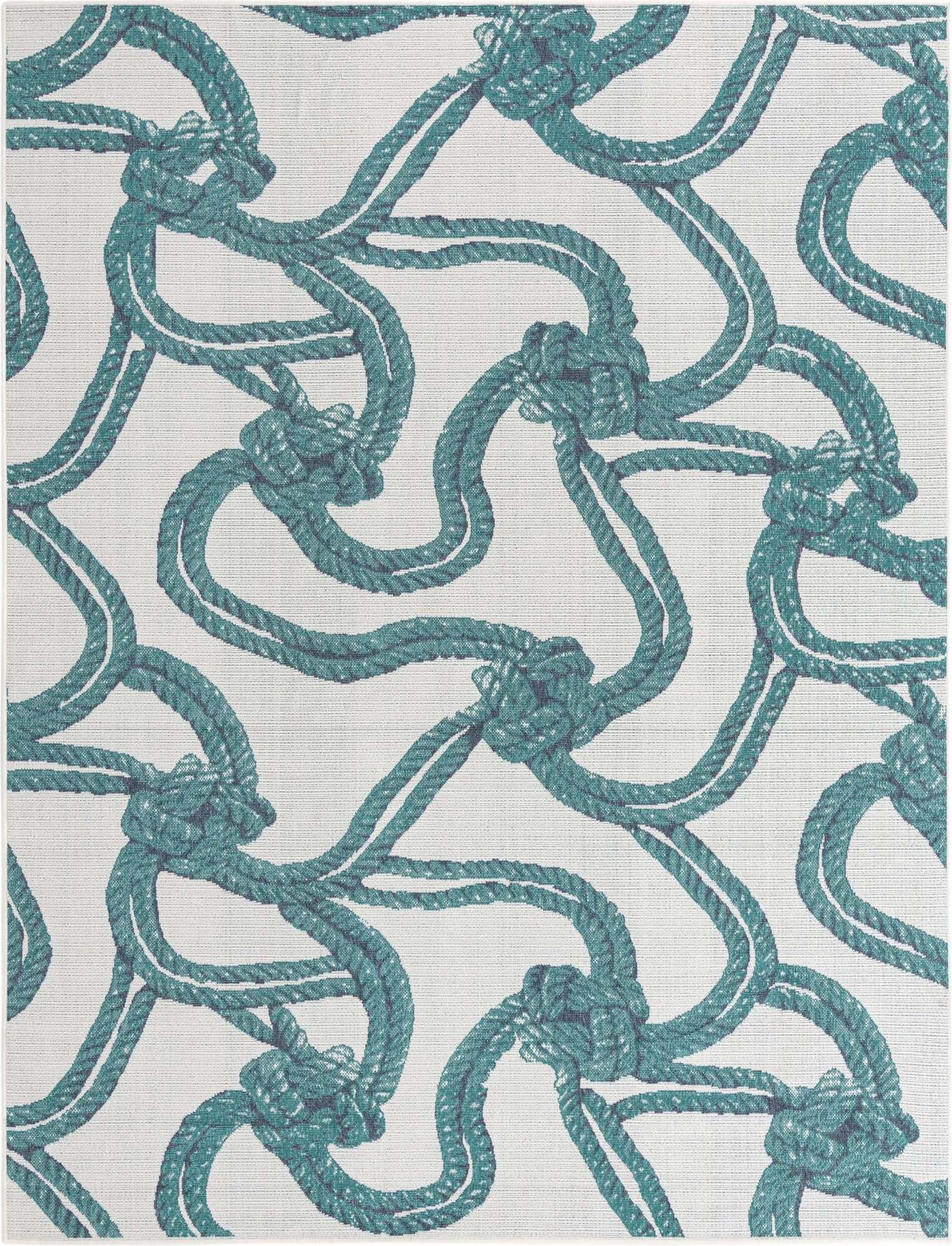 Unique Loom Outdoor Rugs - Outdoor Coastal Solid Print Rectangular 8x10 Rug Ivory & Blue