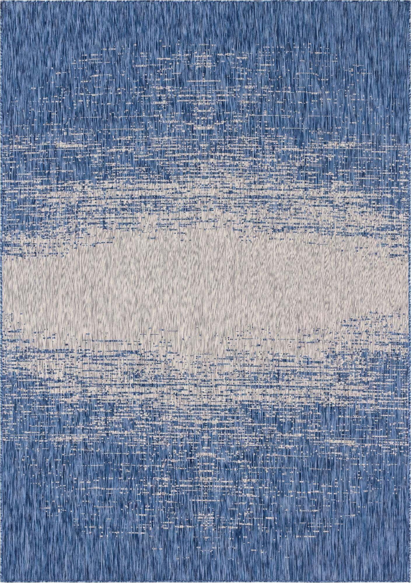 Unique Loom Outdoor Rugs - Outdoor Modern Abstract Rectangular 8x11 Rug Blue & Gray