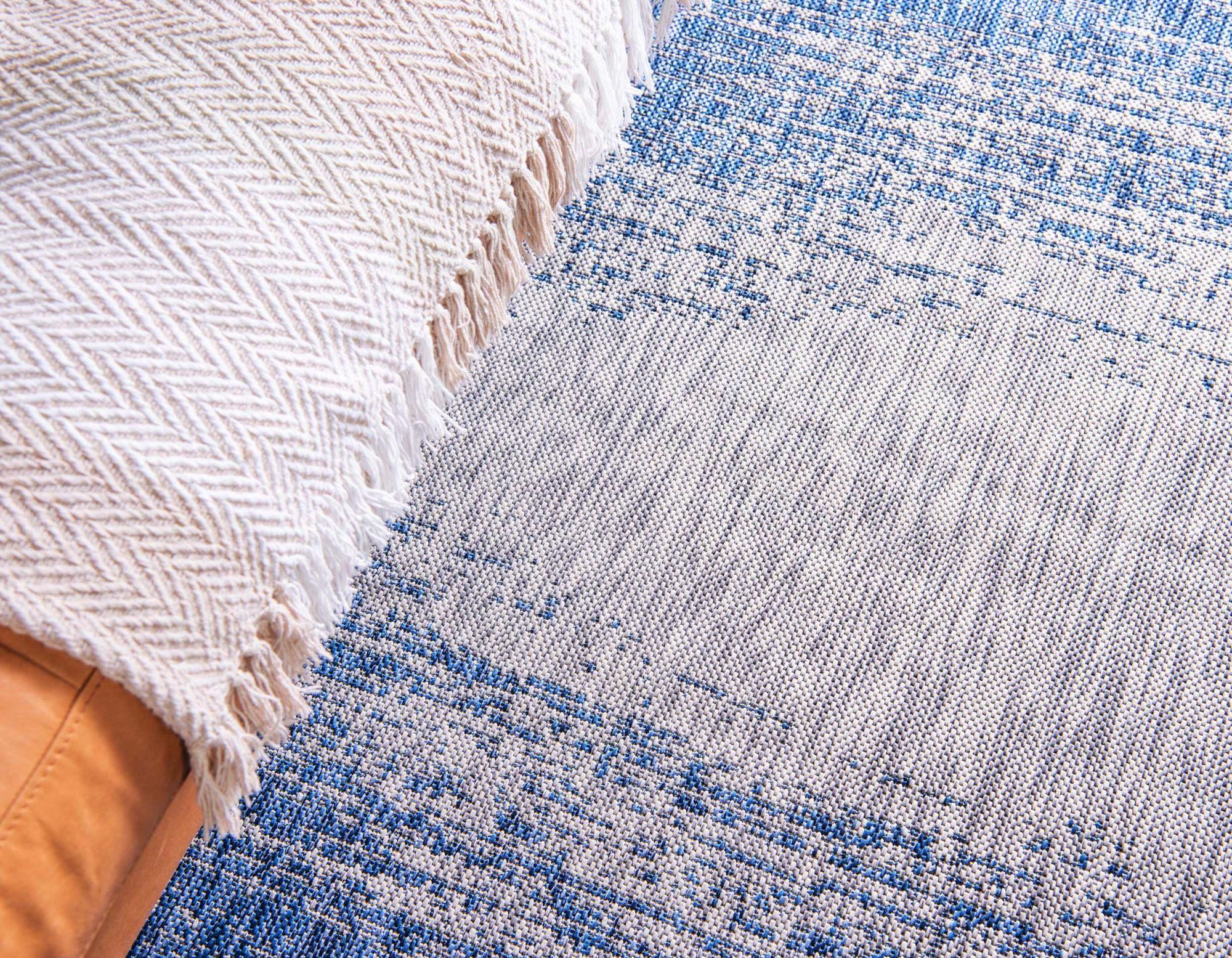 Unique Loom Outdoor Rugs - Outdoor Modern Abstract Rectangular 8x11 Rug Blue & Gray