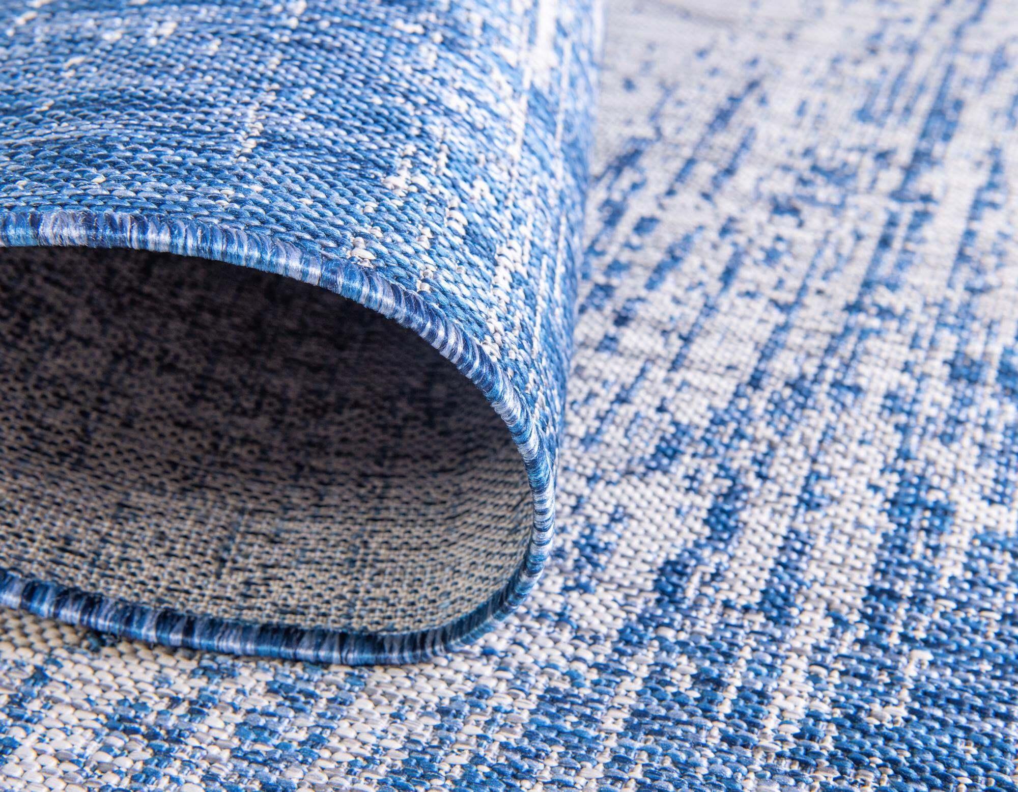 Unique Loom Outdoor Rugs - Outdoor Modern Abstract Rectangular 8x11 Rug Blue & Gray