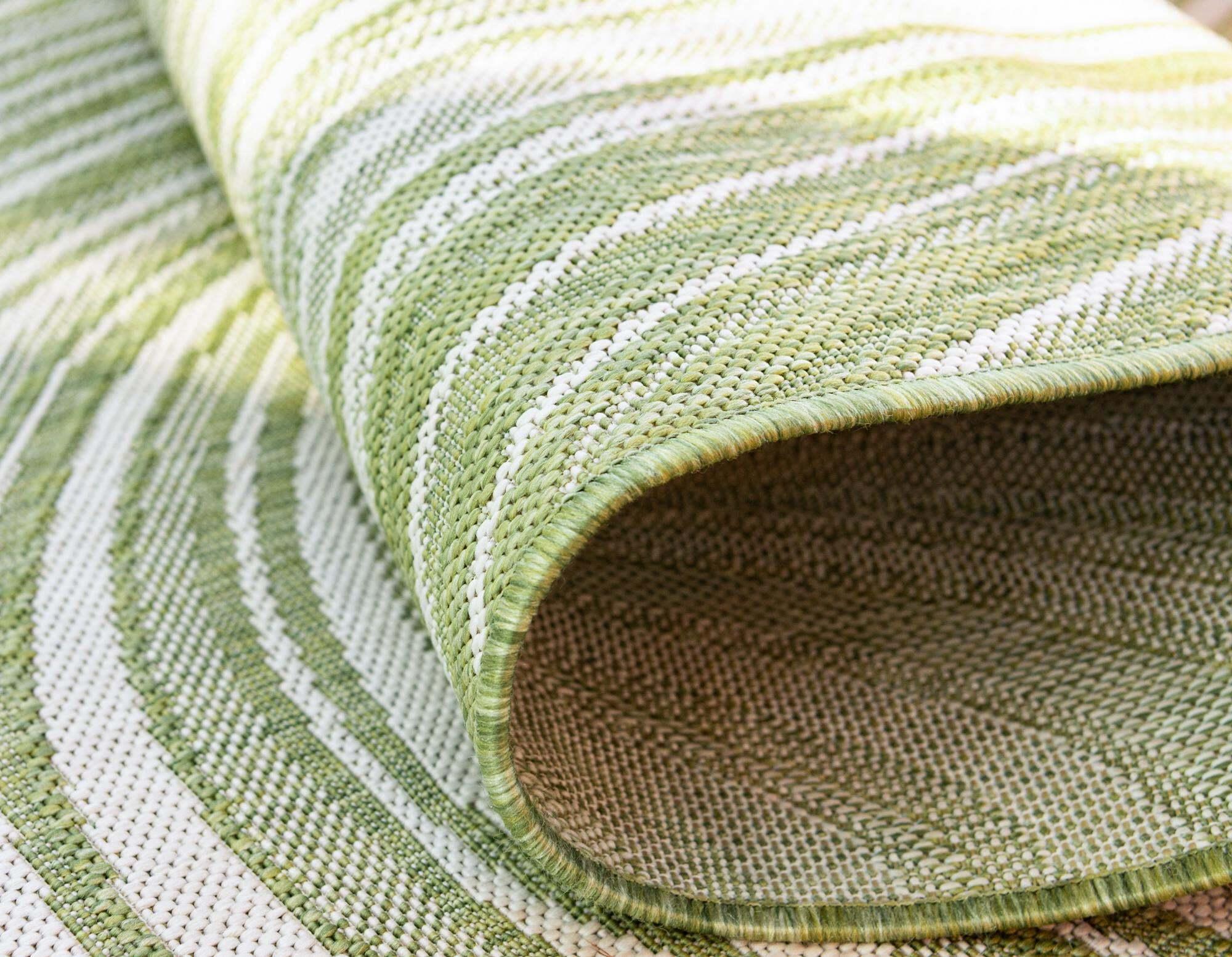 Unique Loom Outdoor Rugs - Outdoor Modern Abstract Rectangular 8x11 Rug Green & Ivory