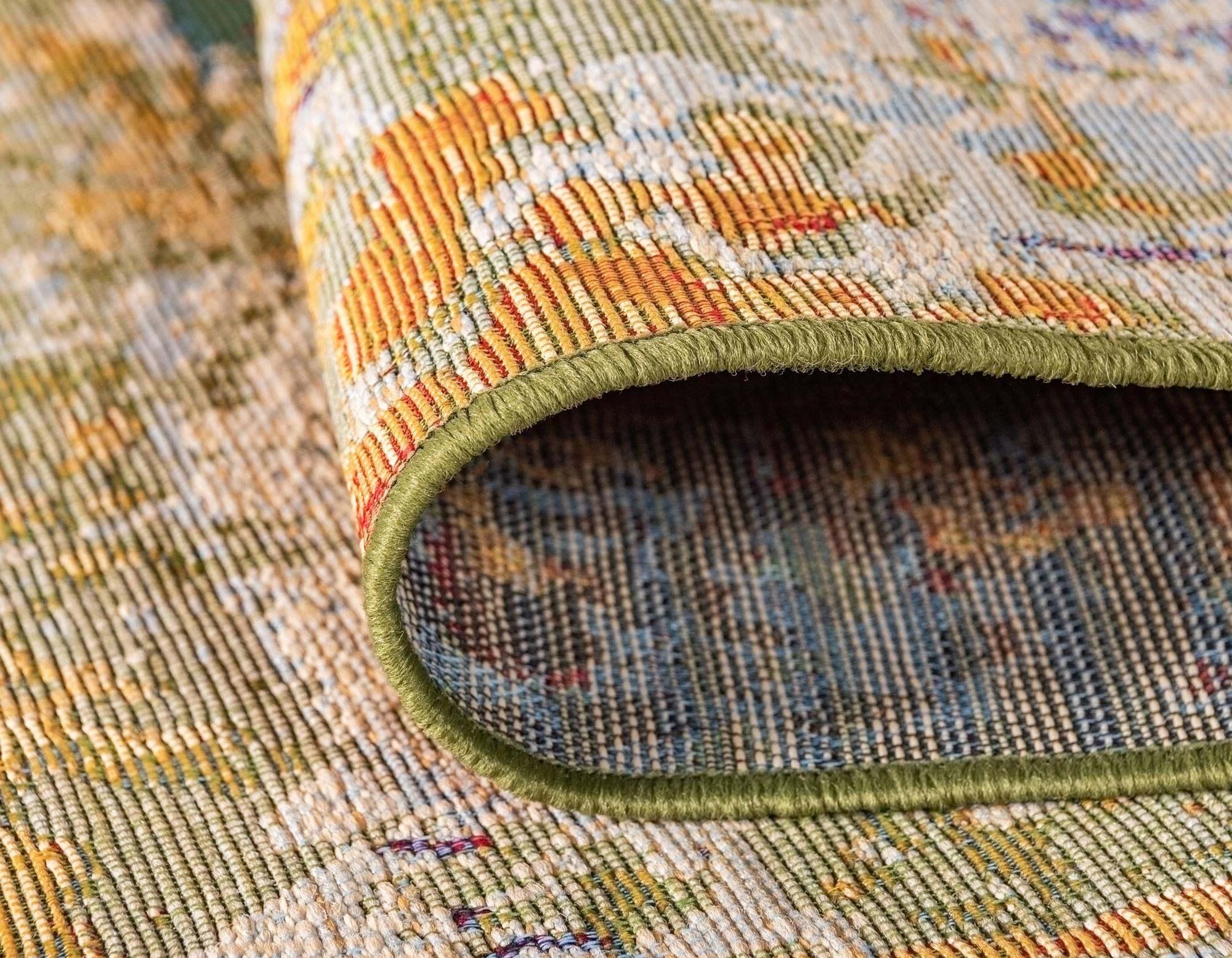 Unique Loom Outdoor Rugs - Outdoor Modern Abstract Rectangular 8x11 Rug Multi & Green