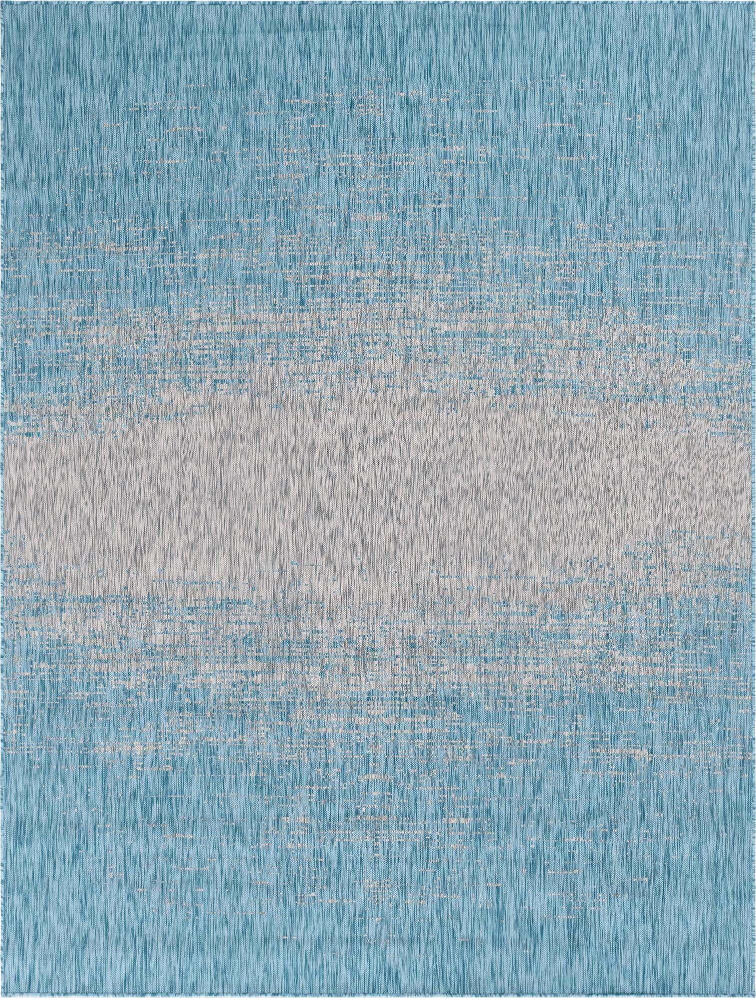 Unique Loom Outdoor Rugs - Outdoor Modern Abstract Rectangular 9x12 Rug Aqua Blue & Beige