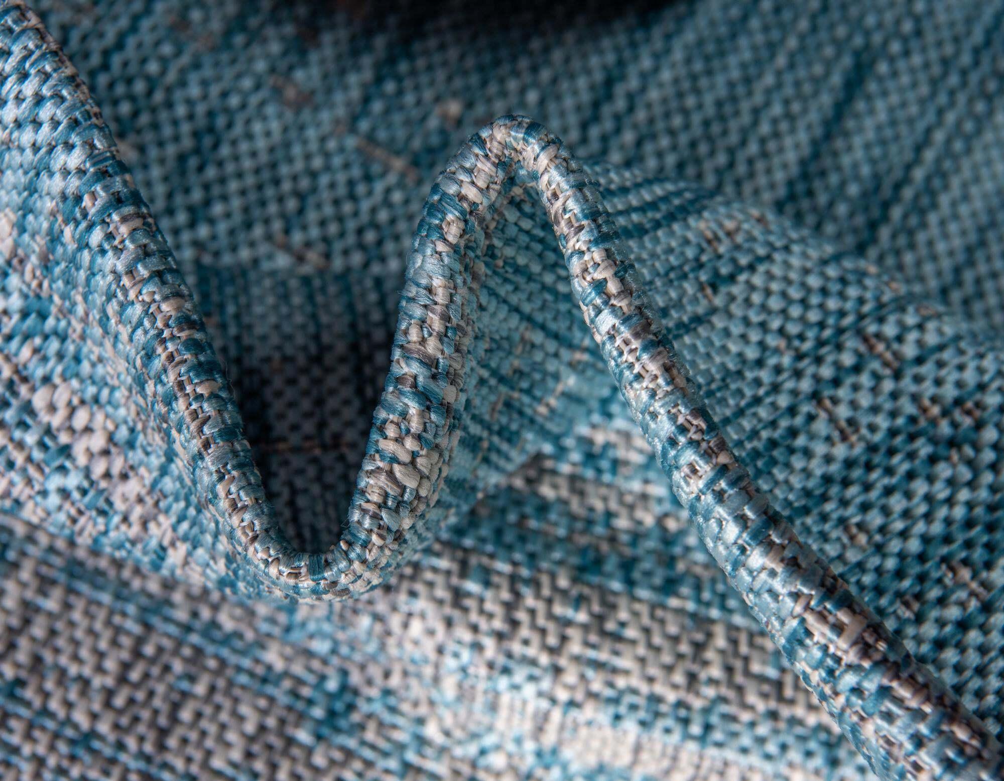 Unique Loom Outdoor Rugs - Outdoor Modern Abstract Rectangular 9x12 Rug Aqua Blue & Beige