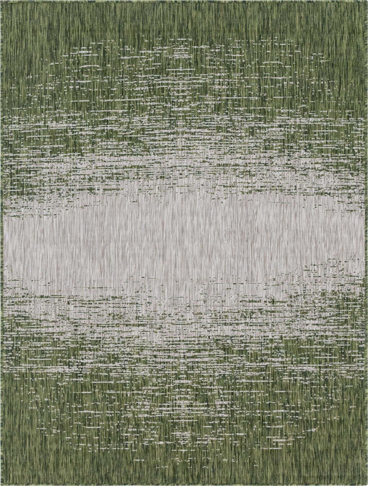 Unique Loom Outdoor Rugs - Outdoor Modern Abstract Rectangular 9x12 Rug Green & Beige
