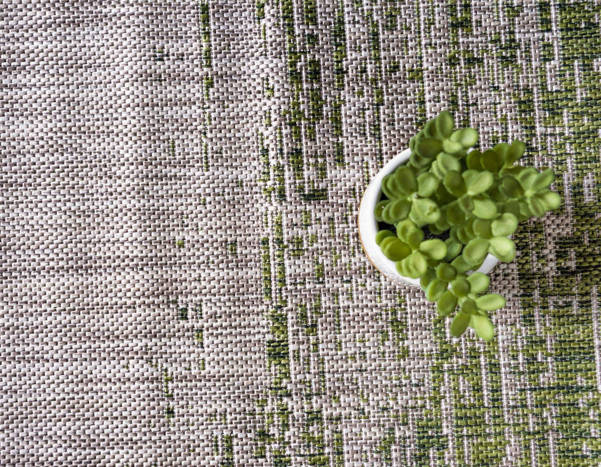Unique Loom Outdoor Rugs - Outdoor Modern Abstract Rectangular 9x12 Rug Green & Beige