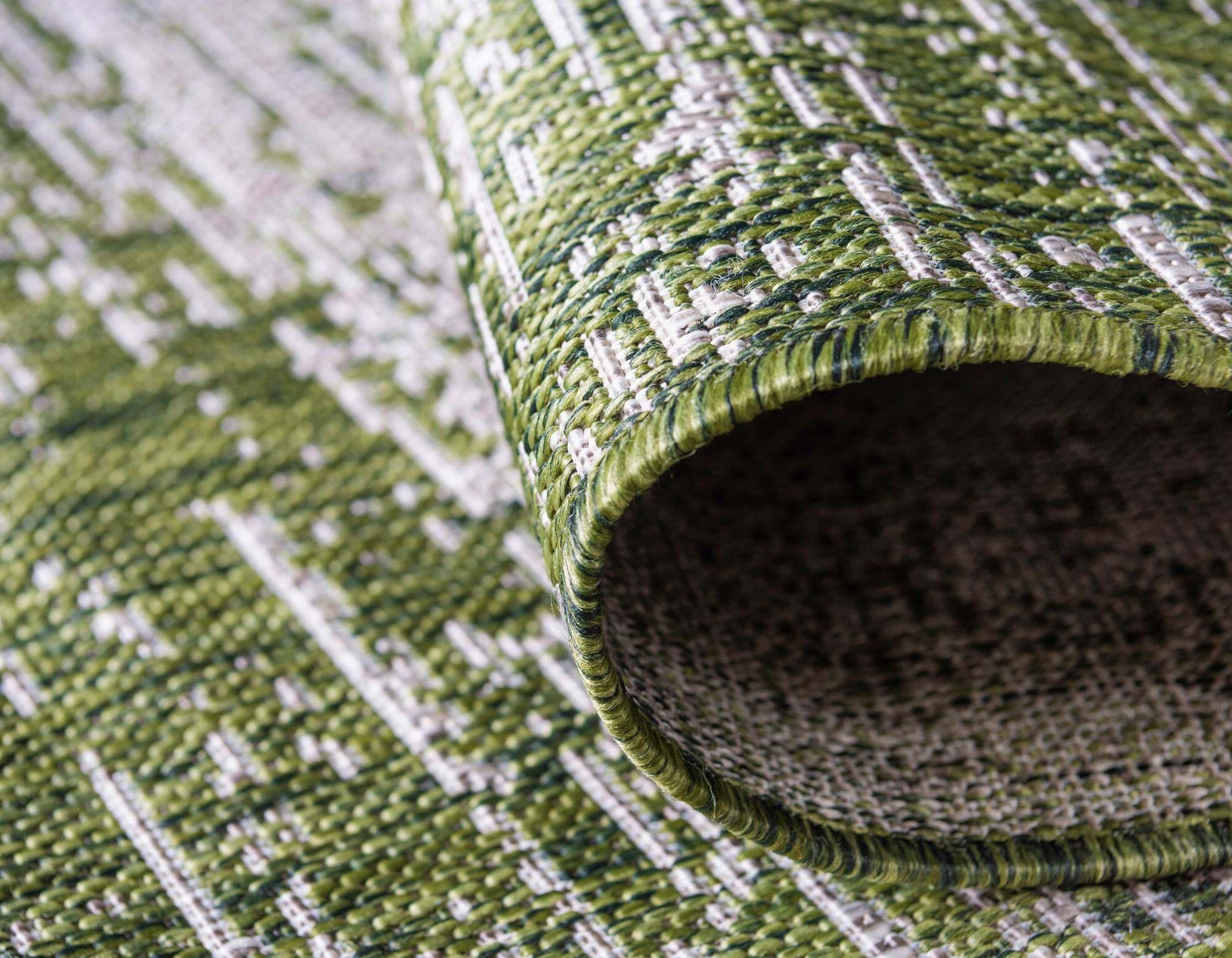 Unique Loom Outdoor Rugs - Outdoor Modern Abstract Rectangular 9x12 Rug Green & Beige